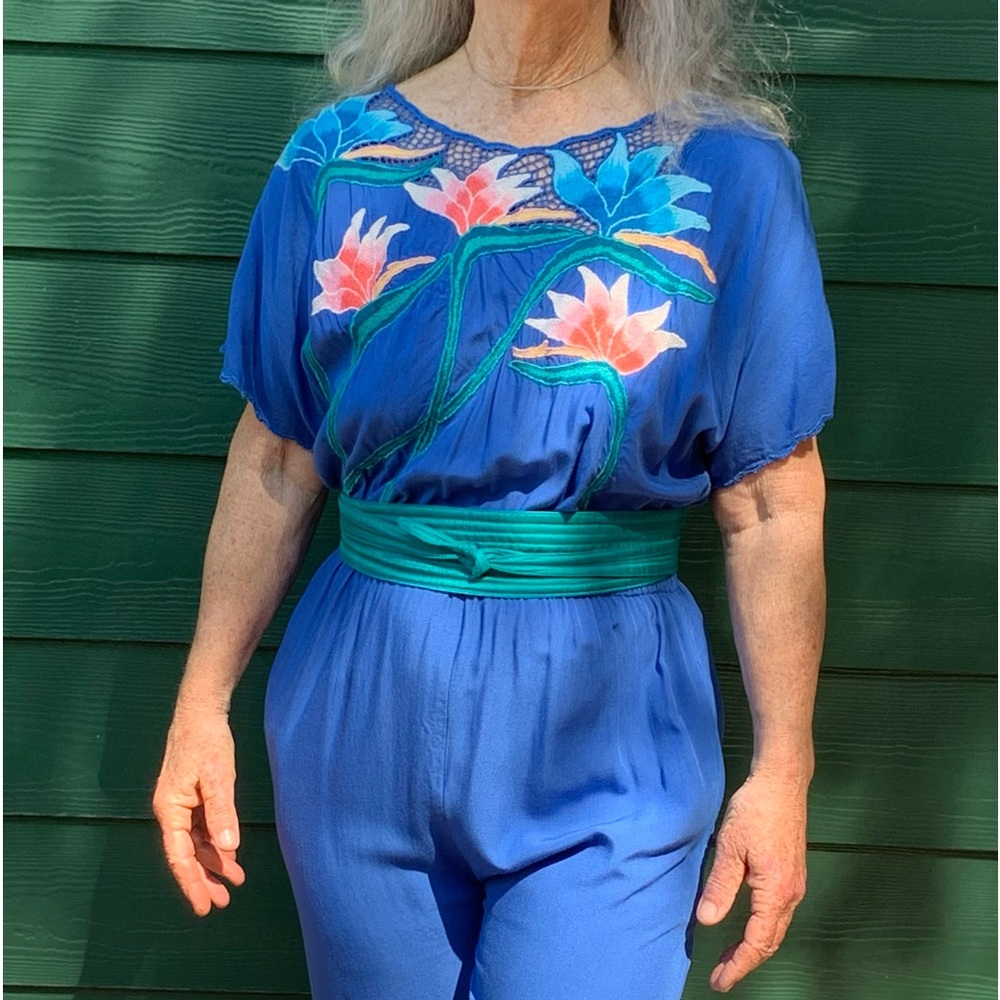 Bird of Paradise applicate jumpsuit PRICE REDUCED